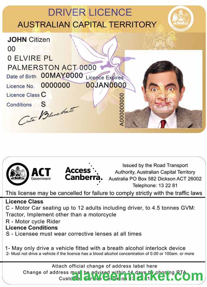 Australia Capital state driving license